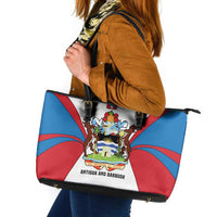 Antigua and Barbuda Flag Leather Tote Bag with National Coat of Arms - Wonder Print Shop