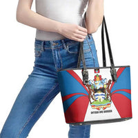 Antigua and Barbuda Flag Leather Tote Bag with National Coat of Arms - Wonder Print Shop