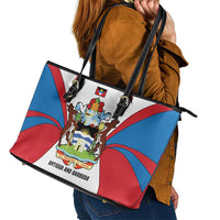 Antigua and Barbuda Flag Leather Tote Bag with National Coat of Arms - Wonder Print Shop