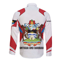 Antigua and Barbuda Flag Long Sleeve Button Shirt with National Coat of Arms - Wonder Print Shop
