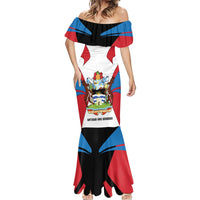 Antigua and Barbuda Flag Mermaid Dress with National Coat of Arms - Wonder Print Shop