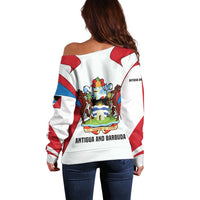 Antigua and Barbuda Flag Off Shoulder Sweater with National Coat of Arms - Wonder Print Shop