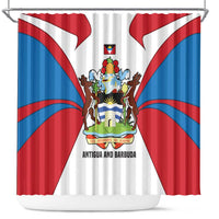 Antigua and Barbuda Flag Shower Curtain with National Coat of Arms - Wonder Print Shop