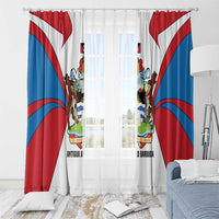 Antigua and Barbuda Flag Window Curtain with National Coat of Arms - Wonder Print Shop