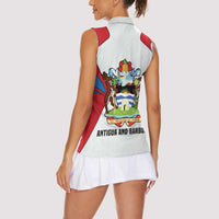 Antigua and Barbuda Flag Women Sleeveless Polo Shirt with National Coat of Arms - Wonder Print Shop