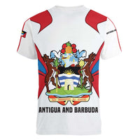 Antigua and Barbuda Flag Women V-Neck T-Shirt with National Coat of Arms - Wonder Print Shop