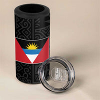 Antigua and Barbuda Floral 4 in 1 Can Cooler Tumbler with Tropical Hibiscus with National Flag - Wonder Print Shop
