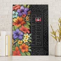 Antigua and Barbuda Floral Canvas Wall Art with Tropical Hibiscus with National Flag - Wonder Print Shop