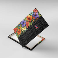 Antigua and Barbuda Floral Canvas Wall Art with Tropical Hibiscus with National Flag - Wonder Print Shop