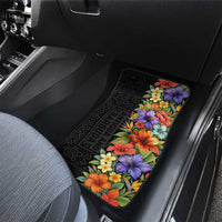 Antigua and Barbuda Floral Car Mats with Tropical Hibiscus with National Flag - Wonder Print Shop