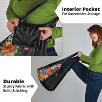 Antigua and Barbuda Floral Grocery Bag with Tropical Hibiscus with National Flag - Wonder Print Shop