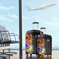 Antigua and Barbuda Floral Luggage Cover with Tropical Hibiscus with National Flag - Wonder Print Shop