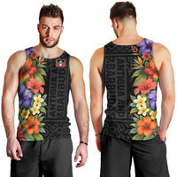 Antigua and Barbuda Floral Men Tank Top with Tropical Hibiscus with National Flag - Wonder Print Shop