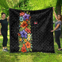 Antigua and Barbuda Floral Quilt with Tropical Hibiscus with National Flag - Wonder Print Shop