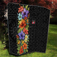 Antigua and Barbuda Floral Quilt with Tropical Hibiscus with National Flag - Wonder Print Shop