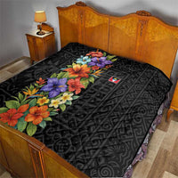 Antigua and Barbuda Floral Quilt with Tropical Hibiscus with National Flag - Wonder Print Shop