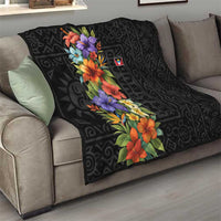 Antigua and Barbuda Floral Quilt with Tropical Hibiscus with National Flag - Wonder Print Shop