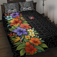 Antigua and Barbuda Floral Quilt Bed Set with Tropical Hibiscus with National Flag - Wonder Print Shop