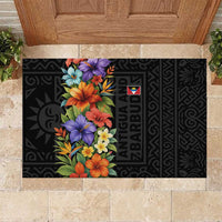Antigua and Barbuda Floral Rubber Doormat with Tropical Hibiscus with National Flag - Wonder Print Shop