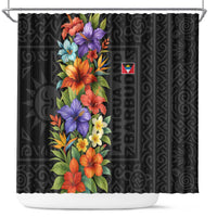 Antigua and Barbuda Floral Shower Curtain with Tropical Hibiscus with National Flag - Wonder Print Shop