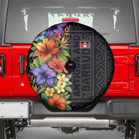 Antigua and Barbuda Floral Spare Tire Cover with Tropical Hibiscus with National Flag - Wonder Print Shop