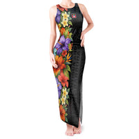 Antigua and Barbuda Floral Tank Maxi Dress with Tropical Hibiscus with National Flag - Wonder Print Shop