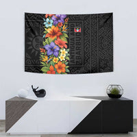 Antigua and Barbuda Floral Tapestry with Tropical Hibiscus with National Flag - Wonder Print Shop