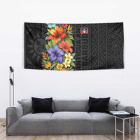 Antigua and Barbuda Floral Tapestry with Tropical Hibiscus with National Flag - Wonder Print Shop