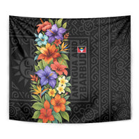Antigua and Barbuda Floral Tapestry with Tropical Hibiscus with National Flag - Wonder Print Shop
