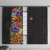 Antigua and Barbuda Floral Window Curtain with Tropical Hibiscus with National Flag - Wonder Print Shop