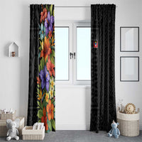 Antigua and Barbuda Floral Window Curtain with Tropical Hibiscus with National Flag - Wonder Print Shop