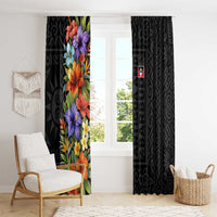 Antigua and Barbuda Floral Window Curtain with Tropical Hibiscus with National Flag - Wonder Print Shop