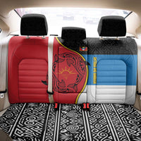 Antigua and Barbuda Tribal Back Car Seat Cover with Polynesian Dolphin Sun Design with National Flag Colors - Wonder Print Shop