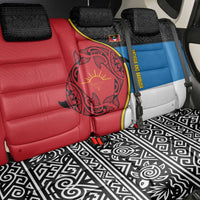 Antigua and Barbuda Tribal Back Car Seat Cover with Polynesian Dolphin Sun Design with National Flag Colors - Wonder Print Shop