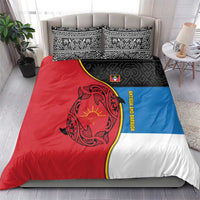 Antigua and Barbuda Tribal Bedding Set with Polynesian Dolphin Sun Design with National Flag Colors - Wonder Print Shop