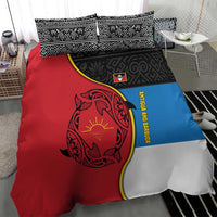 Antigua and Barbuda Tribal Bedding Set with Polynesian Dolphin Sun Design with National Flag Colors - Wonder Print Shop