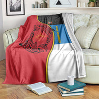 Antigua and Barbuda Tribal Blanket with Polynesian Dolphin Sun Design with National Flag Colors - Wonder Print Shop