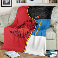 Antigua and Barbuda Tribal Blanket with Polynesian Dolphin Sun Design with National Flag Colors - Wonder Print Shop