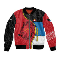 Antigua and Barbuda Tribal Bomber Jacket with Polynesian Dolphin Sun Design with National Flag Colors - Wonder Print Shop