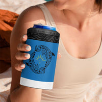 Antigua and Barbuda Tribal 4 in 1 Can Cooler Tumbler with Polynesian Dolphin Sun Design with National Flag Colors - Wonder Print Shop