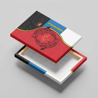 Antigua and Barbuda Tribal Canvas Wall Art with Polynesian Dolphin Sun Design with National Flag Colors - Wonder Print Shop