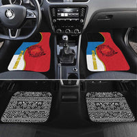 Antigua and Barbuda Tribal Car Mats with Polynesian Dolphin Sun Design with National Flag Colors - Wonder Print Shop