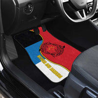Antigua and Barbuda Tribal Car Mats with Polynesian Dolphin Sun Design with National Flag Colors - Wonder Print Shop