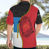 Antigua and Barbuda Tribal Hawaiian Shirt with Polynesian Dolphin Sun Design with National Flag Colors - Wonder Print Shop