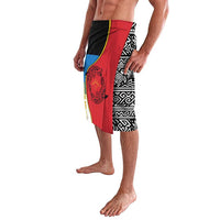 Antigua and Barbuda Tribal Lavalava with Polynesian Dolphin Sun Design with National Flag Colors - Wonder Print Shop