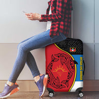 Antigua and Barbuda Tribal Luggage Cover with Polynesian Dolphin Sun Design with National Flag Colors - Wonder Print Shop