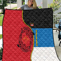 Antigua and Barbuda Tribal Quilt with Polynesian Dolphin Sun Design with National Flag Colors - Wonder Print Shop