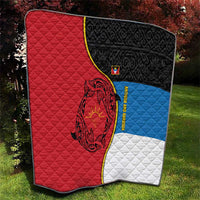 Antigua and Barbuda Tribal Quilt with Polynesian Dolphin Sun Design with National Flag Colors - Wonder Print Shop