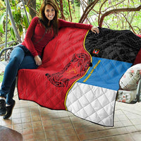 Antigua and Barbuda Tribal Quilt with Polynesian Dolphin Sun Design with National Flag Colors - Wonder Print Shop