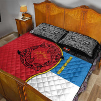 Antigua and Barbuda Tribal Quilt Bed Set with Polynesian Dolphin Sun Design with National Flag Colors - Wonder Print Shop